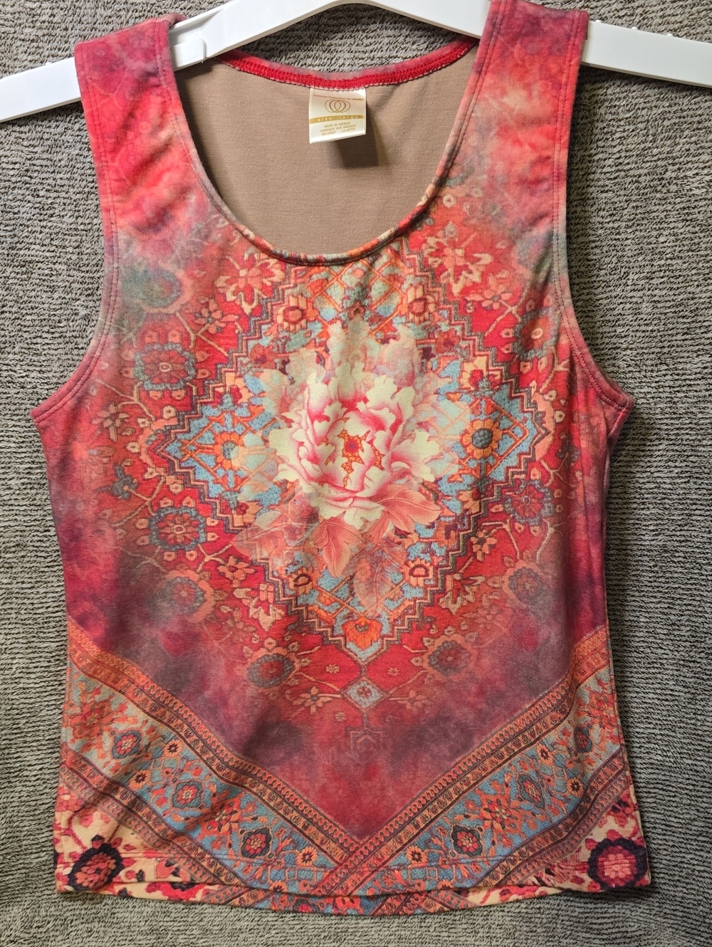 Marika Red Floral Medallion Tank Top